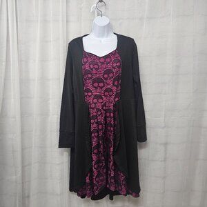 Rosegal Black Purple Dress Skull Lace Punk Goth Witchy Whimsigoth Grunge L
